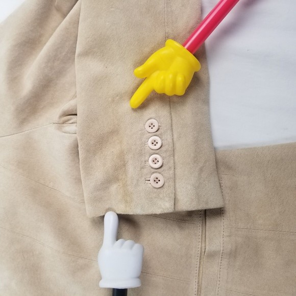 John Paul Richard Uniform Suede Leather Blazer Jacket Button Up Womens Sz 12 Tan - Picture 7 of 16